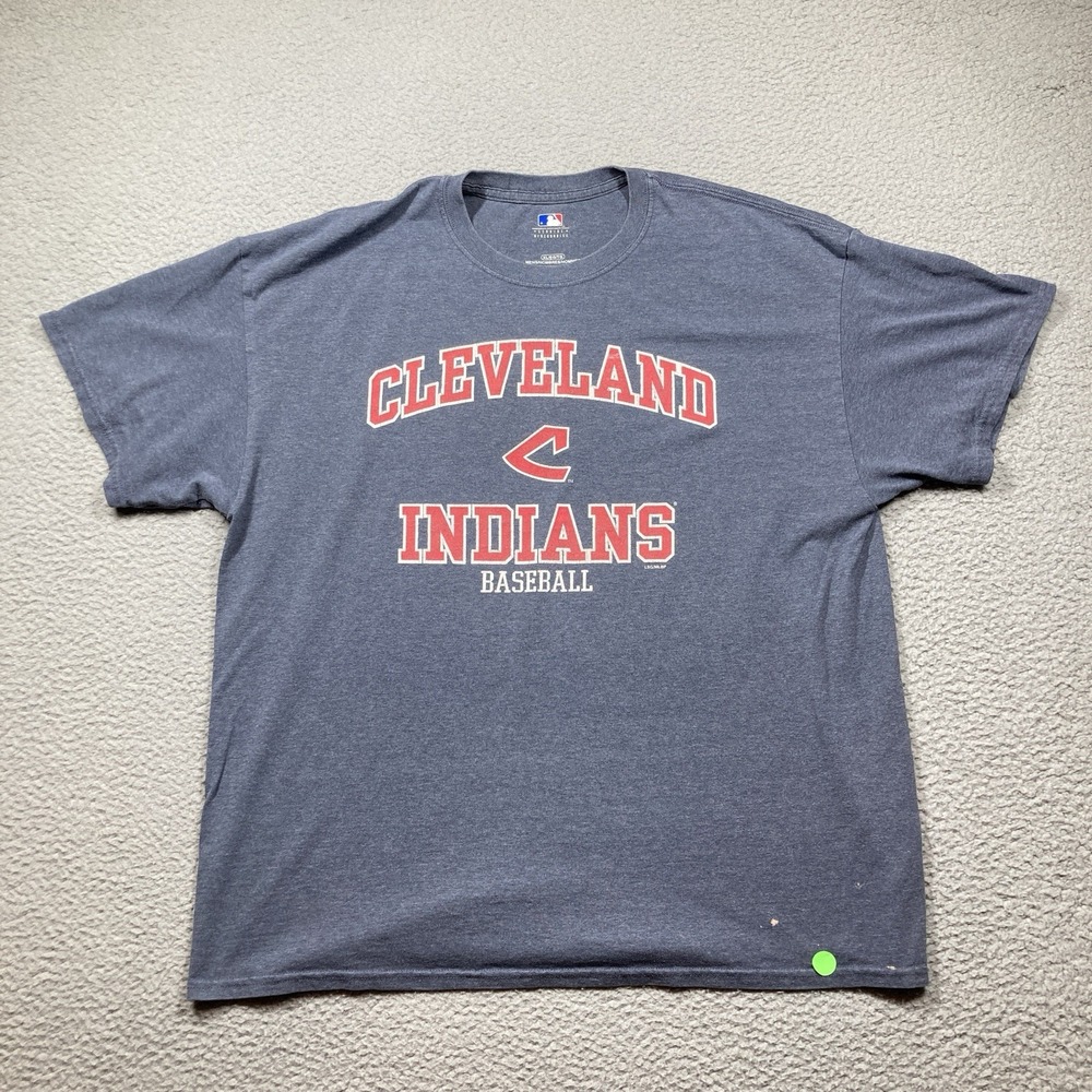 Cleveland Indians  T Shirt Mens XL Gray Short Sleeve MLB Baseball STAINS‎
